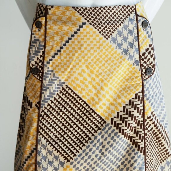 Maeve  Velvet Patchwork Houndstooth Print Skirt - Picture 3 of 7